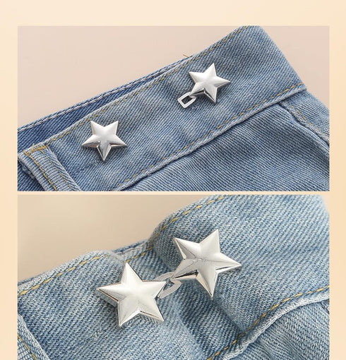 Pant Waist Tightener, 8 Sets Adjustable Pentacle Button for Jeans, Instant Removable Jean Buttons for Loose Jeans, No Sewing Required Pant Clips f...